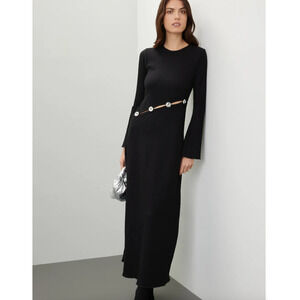 Simon Miller Dress Women Medium Black Simm Knit Maxi Sweater Grommet Cutout